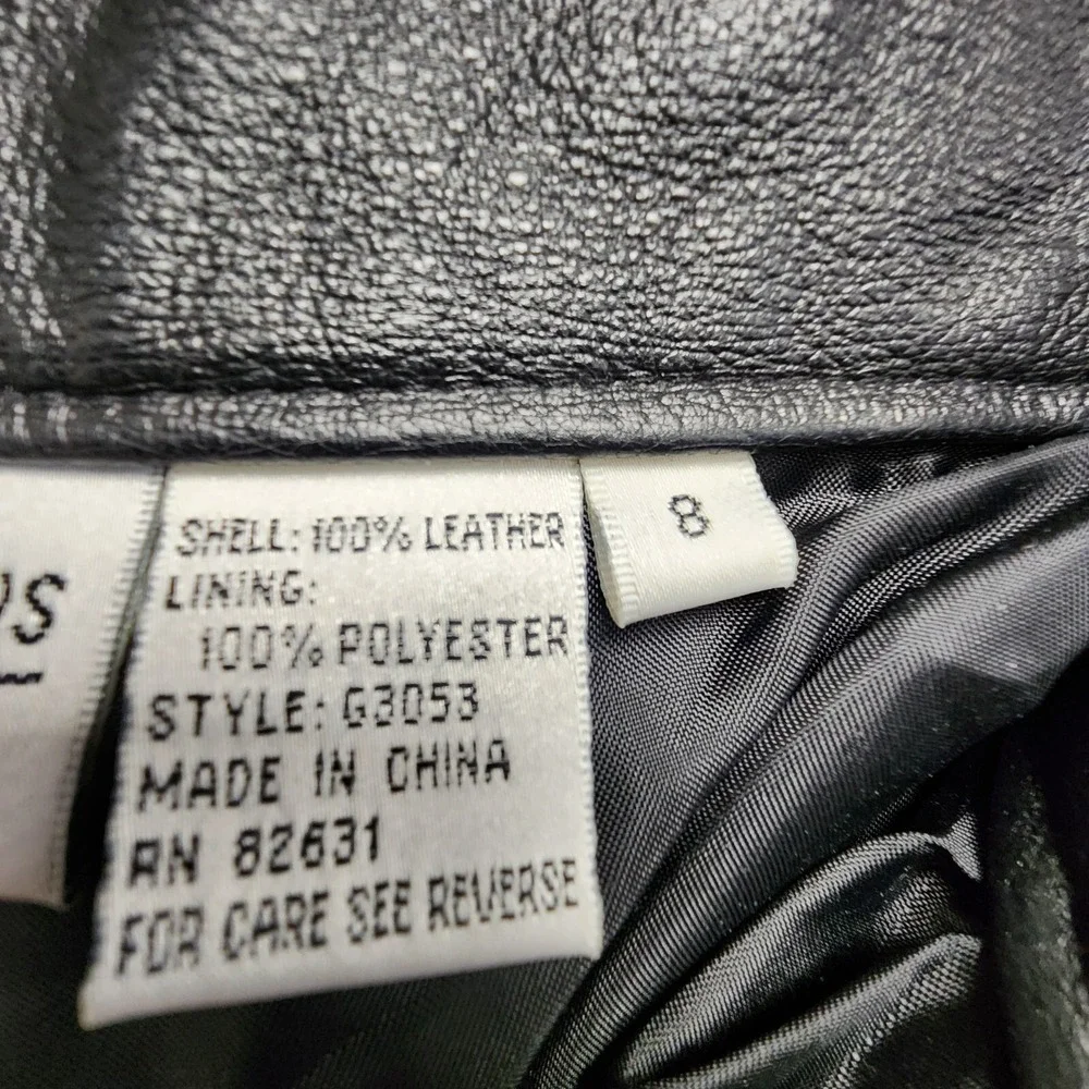 Womens Leather Pants Sz 8 (26x28) Black Lined Quiet Luxury Euro Chic Moto Biker‎